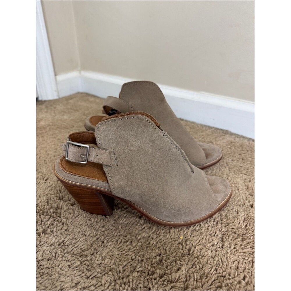 Frye Ash Suede Peep-Toe Slingback Peep Toe Sandals Taupe size 9 Western Cottage
